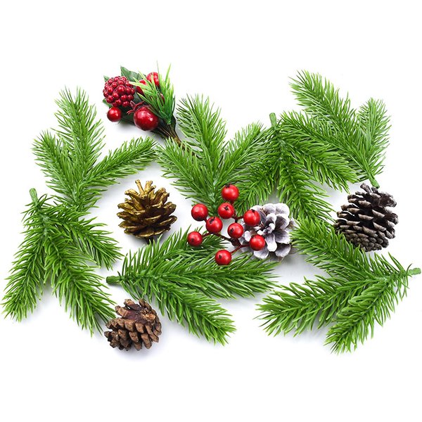 5/10 Pcs Artificial Plants Scrapbooking Christmas Decorations for Home Decorative Flowers Wreaths Plastic Pine Needle Diy Gifts