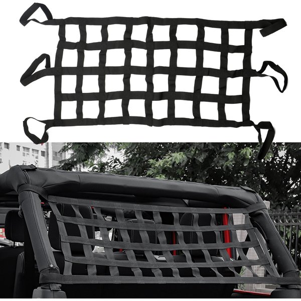 Hamac de plafond, filet de rangement pour toit de voiture, sangles en maille pour bagages, boîte arrière, accessoires automobiles pour Jeep Wrangler TJ JK 2007 – 2018