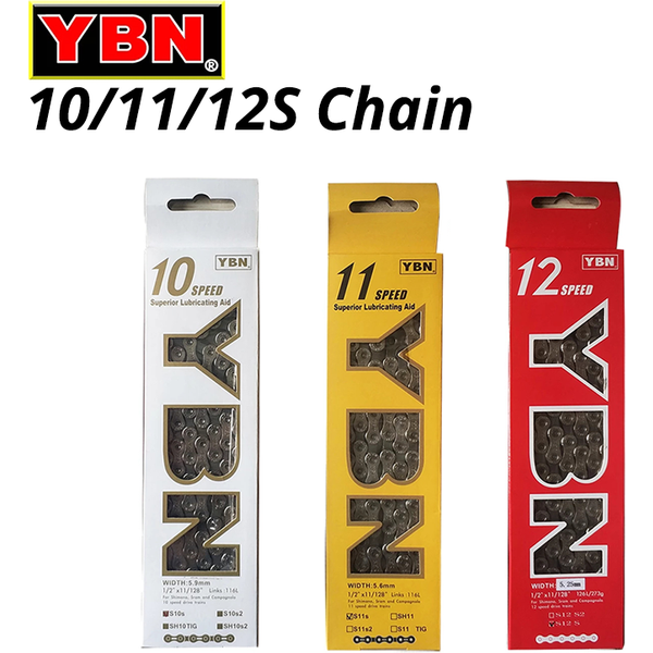 YBN 10/11/12S chaîne vtt montagne route vélo chaînes 10 11 12 vitesses creux vélo lien rapide argent S11S S12S Compatible SHIMANO