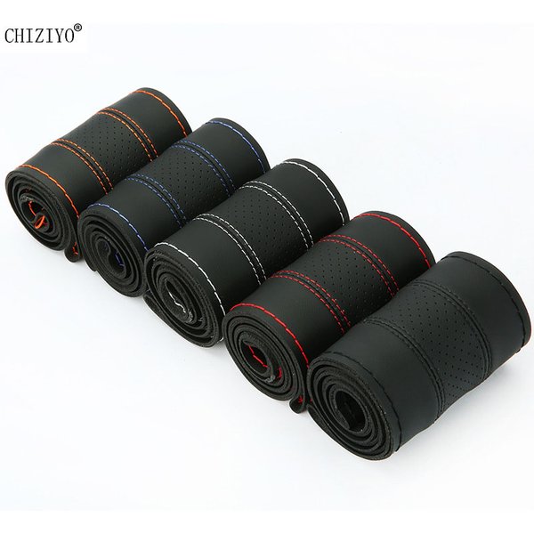 Microfiber Leather Fashion Sports Hand-sewn Steering Wheel Cover DIY Braid Needles Thread Car Grips Four Seasons Applicable