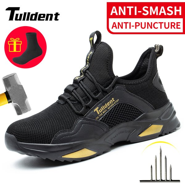 TULLDENT Chaussures de Sécurité pour Homme et Femme, Baskets Respirantes, Légères, Embout en Acier, Anti-Écrasement et Anti-Perforation