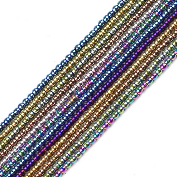 Perles rondes en hématite violette pour bijoux, pierre naturelle, petite entretoise, bleu, or, document, bricolage, bracelet, collier, exécutif, 2mm, 3mm, 4mm, 6mm