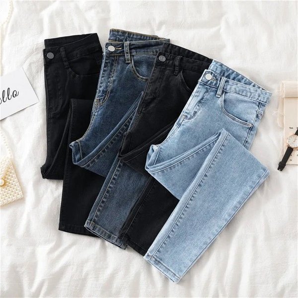 High Waist Jeans 38 Women's Spring Autumn New Slim Skinny Pants Casual Women Denim Trousers Black Female Stretch Pencil Jeans