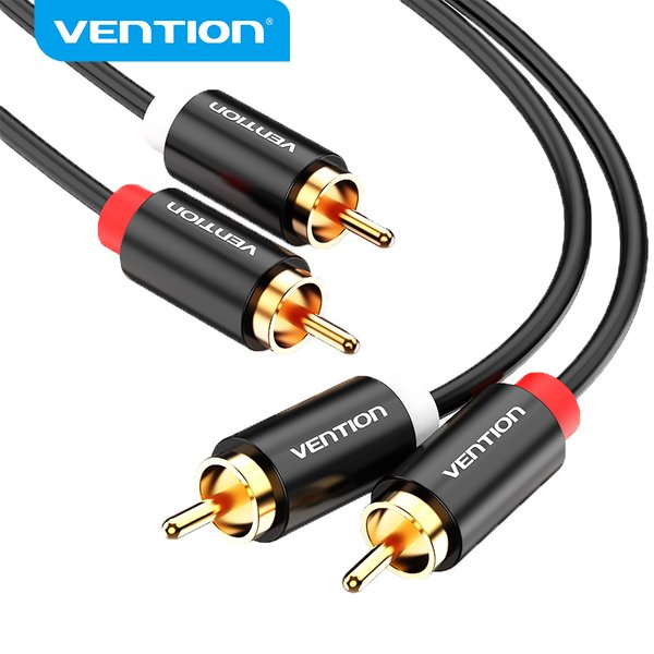 Vention-Câble Audio 2RCA vers 2RCA Mâle vers Mâle, Plaqué Or, pour Amplificateur TV, Home Cinéma, Haut-Parleur, Mx, 1m, 2m