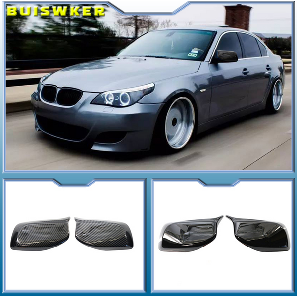 Carbon Fiber Look Black Rearview Side Mirror cover Caps for BMW 5 Series E60 E61 E63 E64 2004-2008 520i 525i 528i 528xi 530i