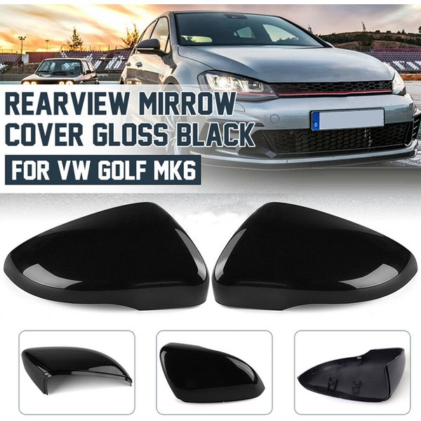 Rhyming Gloss Black Rearview Mirror Cover For VW GOLF 6 MK6 GTI R GTD 2008-2013 Side Wing Mirror Cap Replacement Car Accessories