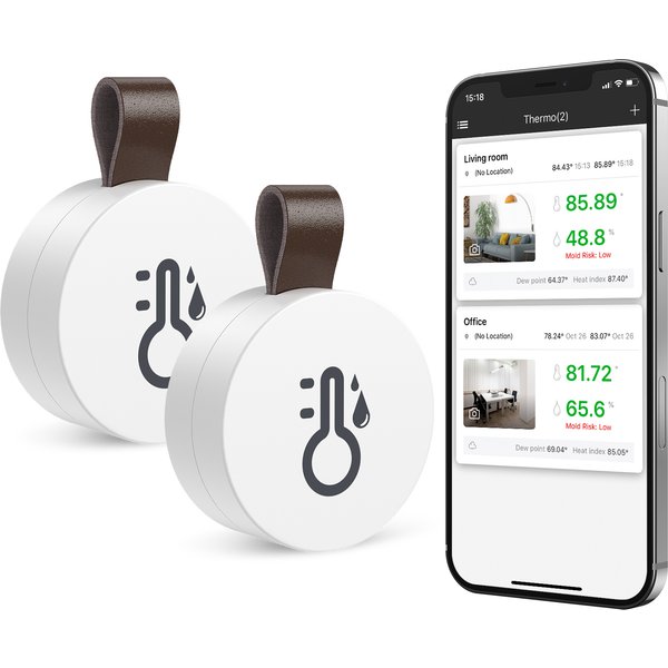 ORIA Kabelloser Thermometer Bluetooth Hygrometer 2 Stück/3 Stück Mini Innenraum-Temperatur- und Feuchtigkeitssensor Temp-Feuchtigkeits-Monitor mit APP