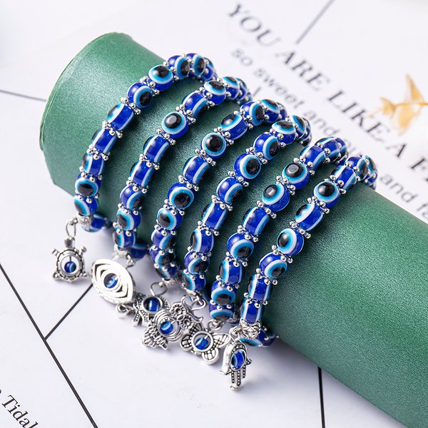 Bracelets porte-bonheur turcs mauvais œil, perles bleues pour hommes et femmes, bijoux porte-bonheur faits à la main, livraison directe
