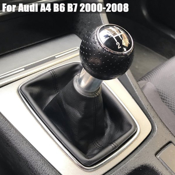 Fit Für Audi A4 B6 2000-2008 Manuelle 5 6 Geschwindigkeit Auto Schaltknauf Schaltknauf Hebel Griff Kopf mit Leder Staub-Proof Abdeckung