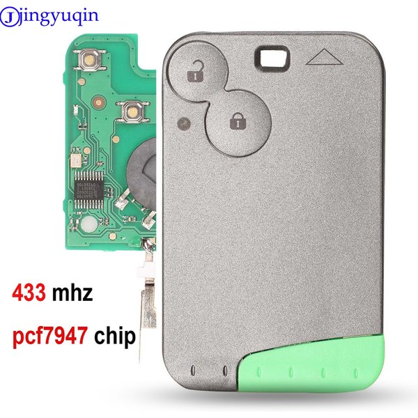 jingyuqin 433 MHz Pcf7947 Chip 2 Button Remote Card Smart Car Key for Renault Laguna with Uncut Key Blade