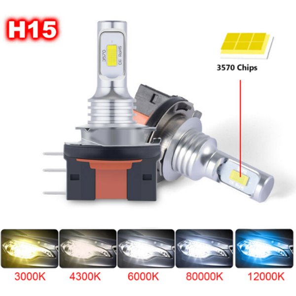 2Pcs H15 H7 H4 LED Bulbs Car Headlight Wireless 12V 24V CSP Turbo Car Auto Headlamp Bulb 6500K Yellow White 12000LM 4300K 8000K
