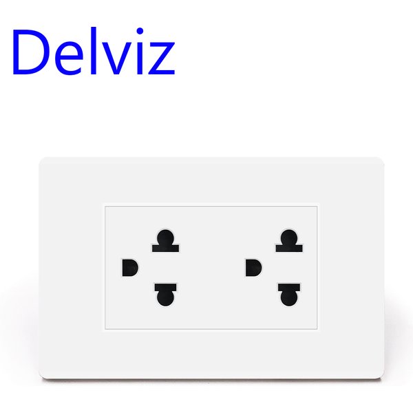Delviz US Multi-purpose Socket, 15A US Universal Power Jack, AC 110-250V, 120mm X 74mm White Panel, Double Jack Power Wall Outle