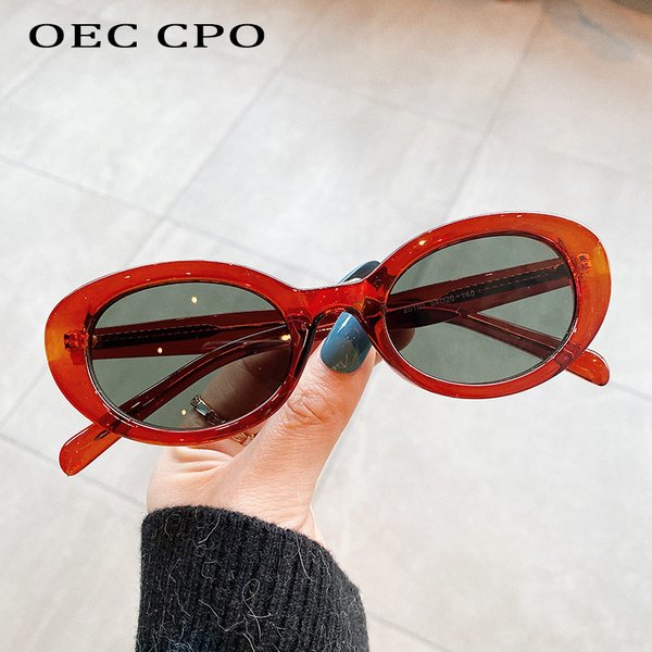 OEC CPO Vintage lunettes de soleil œil de chat femmes mode petites lunettes chaudes femme Punk élégant lunettes de soleil dames nuances Oculos de