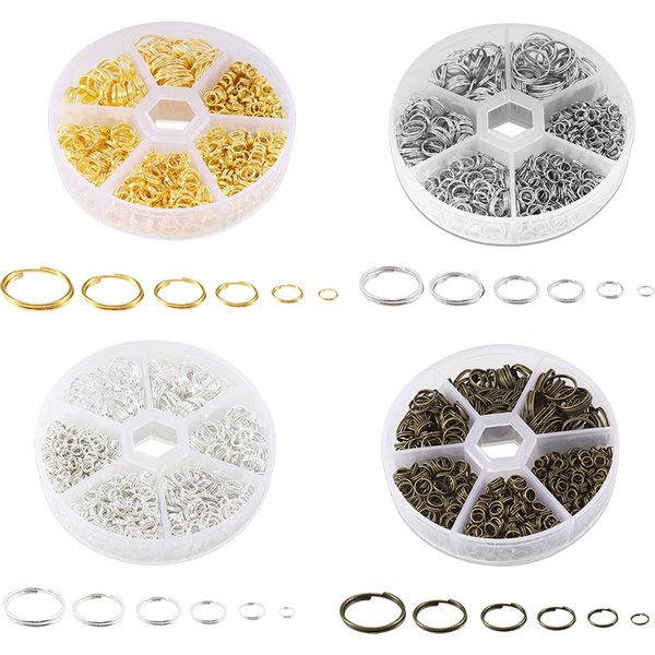 Anneau ouvert en fer pour diabétique, boucles doubles, anneaux fendus pour documents en or, connecteurs, bijoux à bricoler soi-même, fournitures de direction, 4mm, 5mm, 6mm, 8mm, 10mm, 12mm, boîte de