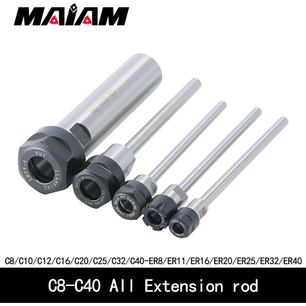 Porte-outil d'allongement de fraisage CNC, porte-mandrin à pince, C6, C8, C10, C12, C16, C20, C25, C32, ER8, ER11, ER16, ER20, ER25, ER32, 60L, 100L, 150L