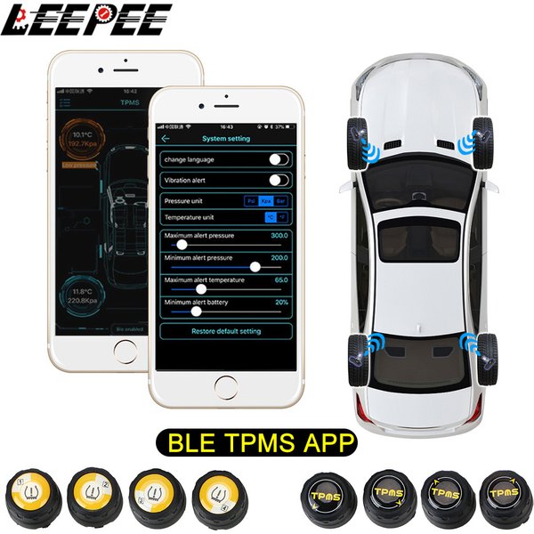 LEEPEE-Système de surveillance de la pression, Bluetooth 4.0, 5.0, capteurs de pression d'alarme, Android, iOS, testeur BLE, TPMS de voiture, universel