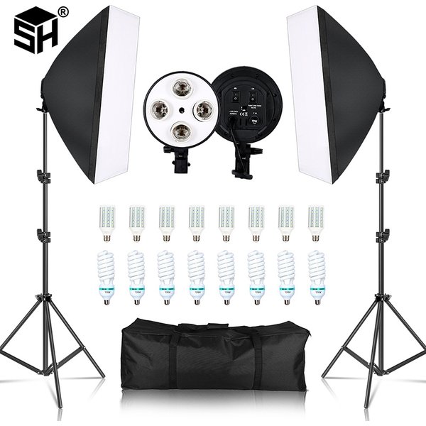 SH – Kit d'éclairage photographique à quatre lampes 50x70CM, 8 pièces, boîte à lumière, accessoires pour appareil Photo