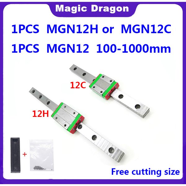 12mm Linear Guide MGN12 100 150 200 250 300 350 400 450 500 550 600 700 800 1000 mm +MGN12H or MGN12C Block 3D Printer CNC