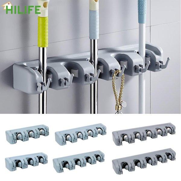 Kunststoff Mopp Halter Wand Besen Haken 3/4/5 Position Multifunktionale Besen Lagerung Rack Badezimmer Organizer