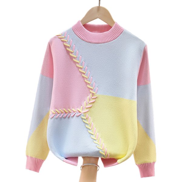 Pull chaud pour filles, nouvelle mode automne-hiver 2021, pull tricoté en coton pour enfants de 4 à 15 ans, LC329