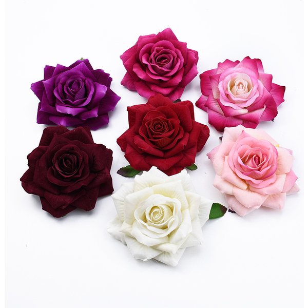 50PCS 10CM Große Rosen Künstliche Blume Dekoration Weihnachten Kränze Hochzeit Braut Zubehör Ausverkauf Kopfbedeckung Brosche