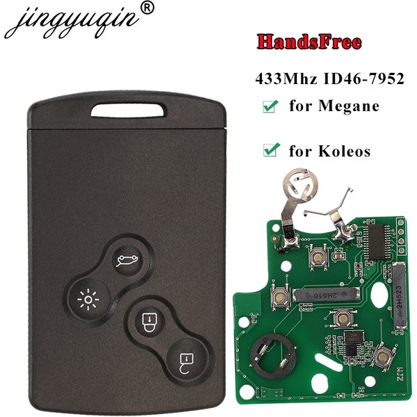 Jingyuqin mains libres sans clé carte à puce pour Renault Megane III Fluence Laguna III scénique Clio Captur Koleos 433MHz FSK PCF7952 clé à distance