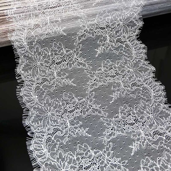 (3 Meters/Lot) 26cm White Eyelash Lace Fabric Decoration Love Wedding Dress Accessories