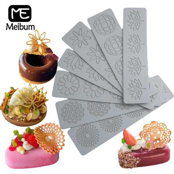 Meibum Sugar Craft Silikon-Pad, geometrisches Muster, Blätter-Design, Spitzenmatte, Schokoladenformen, Dessert, Fondant, Kuchendekoration, Formen
