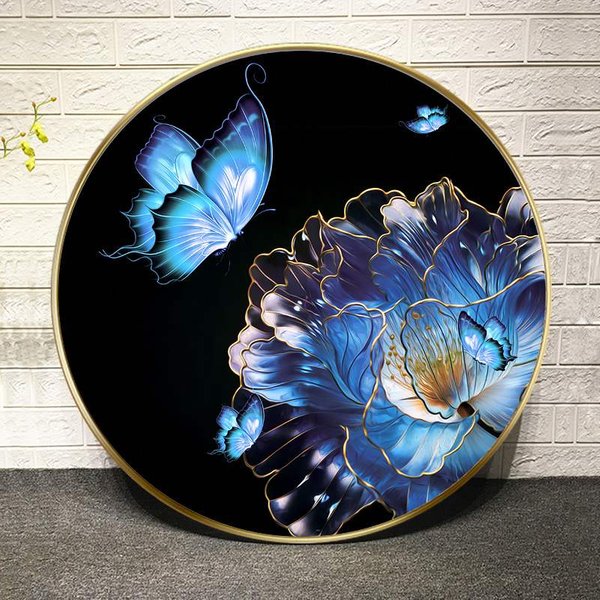 Papillon bleu pivoine fleur Higan fleur point de croix Kits11ct grill coton fil broderie bricolage fait à la main lework grossier