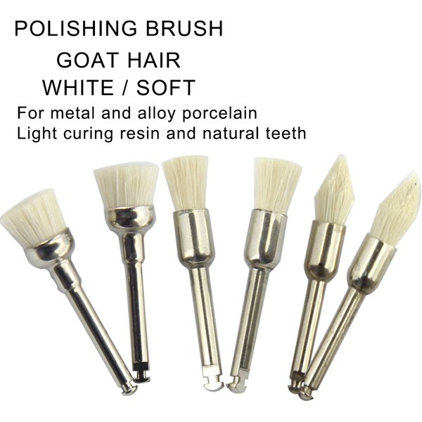 5pcs/pack Goat Hair Dental Polisher Resin Natural / Ceramic Teeth Soft Polishing Brush For Low-Speed Handpiece Dental Material