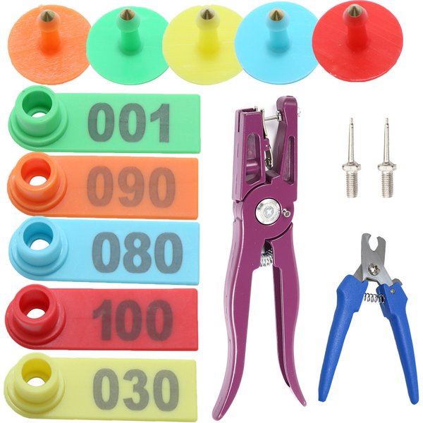 100 pièces mouton cochon oreille marqueur carte oreille étiquette enlèvement pince 2 oreille étiquette aiguille bétail Tagger applicateur Animal Identification Kit