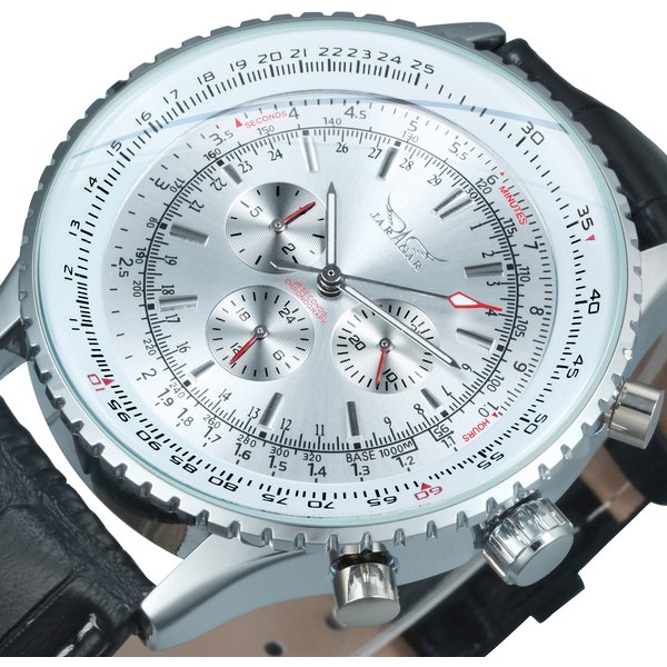 JARAGAR Pilot Automatic Watch for Men Military Multifunction Sub-Dials Mechanical Watches Top Brand Luxury Leather Strap Clock