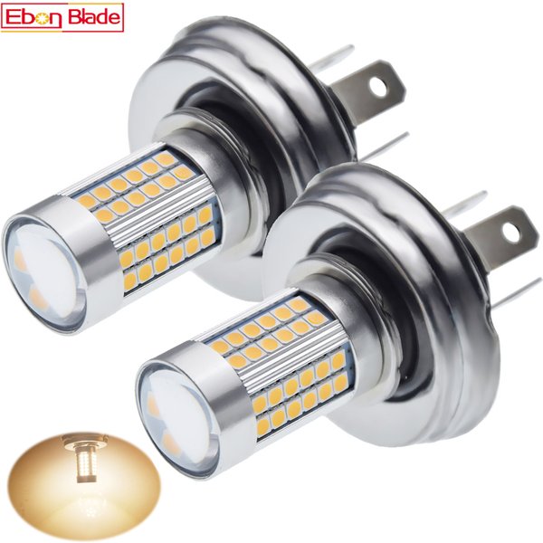Paire de phares de moto blanc chaud 4300K R2 P45t 6V 12V 24V 3030 66SMD, ampoule LED pour tête de voiture, cyclomoteur, Scooter, ATV, lampe en aluminium