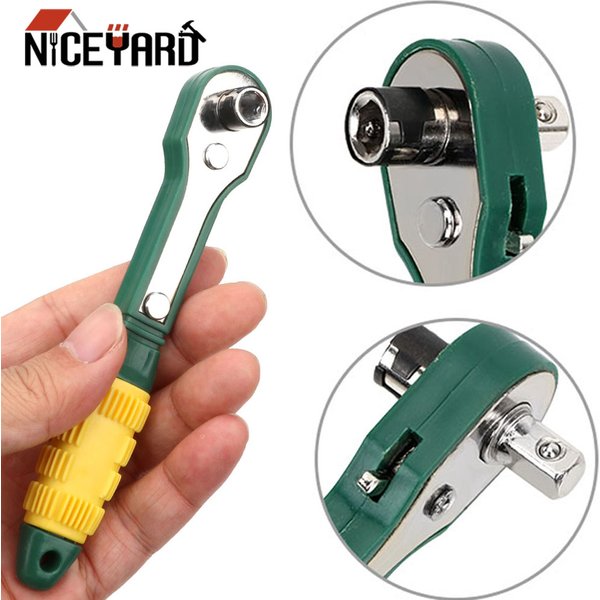 NICEYARD 45# Steel + Plastic High Torque Adjustable Fast Ratchet Wrench Mini 1/4 Screwdriver Rod Quick Socket Wrench Tools