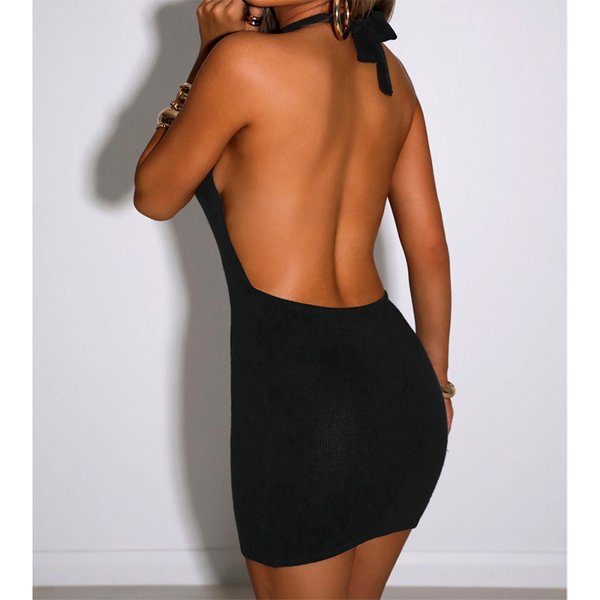 Robes de soirée de mariage moulantes, Sexy, dos nu, bretelles Spaghetti, Clubwear, Mini robe col licou, tenues d'été pour femmes, livraison directe