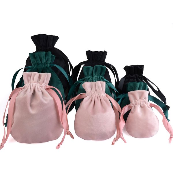 Sacs en velours doux gourde, sachets de proximité, sac d'emballage, bijoux, décoration de mariage, sacs cadeaux, 8x10cm, 10x13cm, 13x16cm, 5 pièces par lot