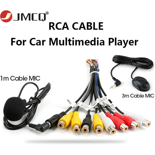 JMCQ Universal-Autoradio-RCA-Ausgangskabel mit Mikrofon, Videoausgang/Eingang, Audio-Subwoofer, 3 m Mikrofon optional
