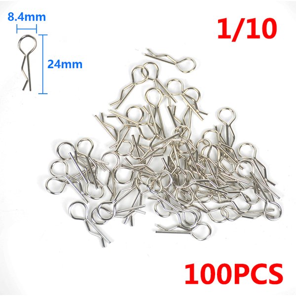 Lot de 50 ou 100 clips pour coque de voiture RC, broches, loquet de boîtier, boucles R, partenaires pour 1:10 Inoler Monster Bumosquito Drift, 1/10 pièces, 1/8