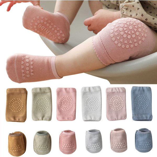Baby Knie Pads Socken Set für Mädchen Jungen Sommer Einfarbig Anti Slip Socken Kind Krabbeln Sicherheit Boden Socke Bein Knie Schutz