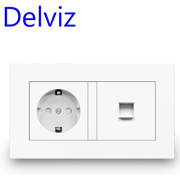 Prise murale RJ45 pour ordinateur Delviz, connecteur pour ordinateur, câble connecteur CAT5E, interface réseau, prise de courant standard européenne.
