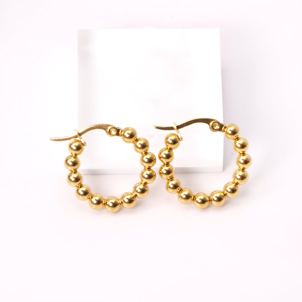Round 316L Stainless Steel Hoop Earrings Gold/Silver Color Steel Ball Ear Stud for Women Girl Small Fashion Jewelry Gift