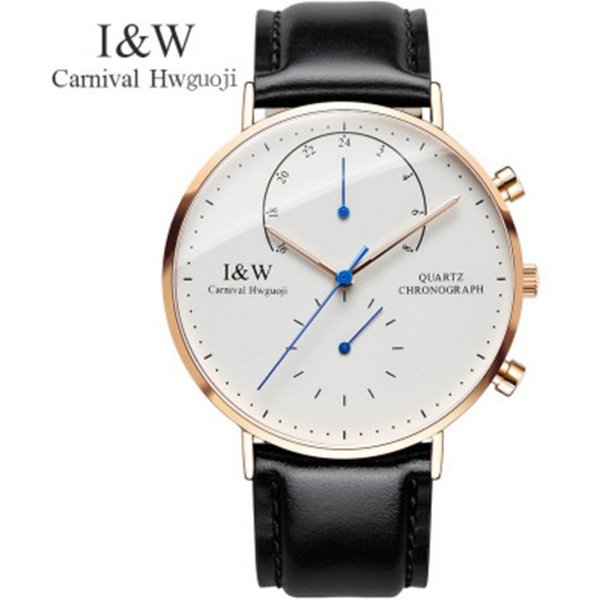 Schweiz Luxus Marke ICH & W Karneval MIYOTA Quarz männer Uhren Multiple Time Zone Wasserdicht Saphir Milan Gürtel Uhr c8757
