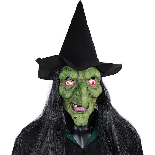 Halloween Horror alte Hexenmaske mit Hut Cosplay gruseliger Clown Hag Latexmasken grünes Gesicht große Nase alte Frauen Kostüm Party Requisiten