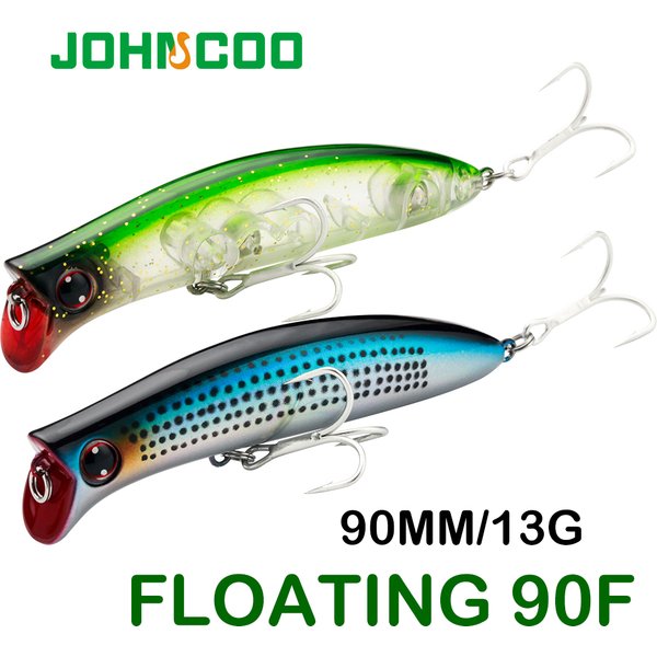 JOHNCOO 90 mm 13 g Minnow-Wobbler, künstlicher Köder, Kurbelköder, Angeln, harter Köder, schwimmende 3D-Augen, 2 Haken