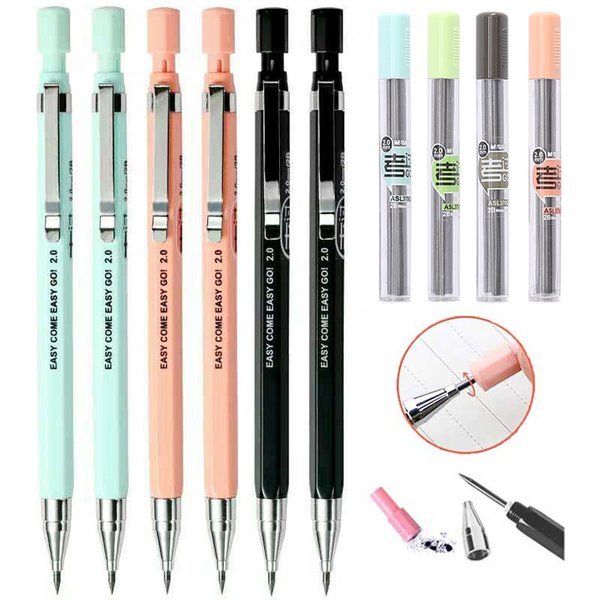 2.0mm Mechanical Pencil Set Creative Pencil Rod Refill for Shool Office Writing Supplies Kids Girl Exam Spare Korean Stationery