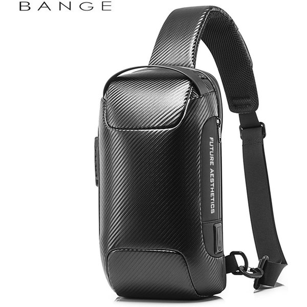 BANGE amélioré hommes étanche multifonction en Fiber de carbone modèle sac à bandoulière USB fronde sacs à bandoulière messager poitrine sac Pack