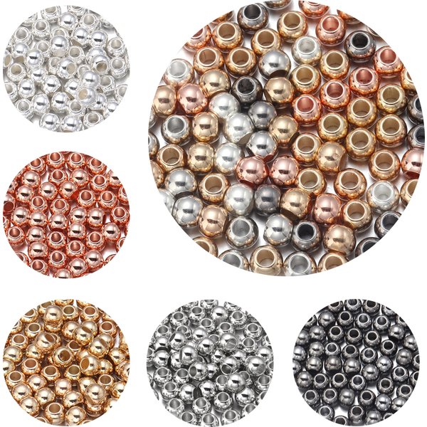 20-100 pcs/Lot 6 8 10 12 14mm CCB perles d'espacement rondes perles en vrac grand trou perles pour la fabrication de bijoux bracelet à bricoler soi-même en gros