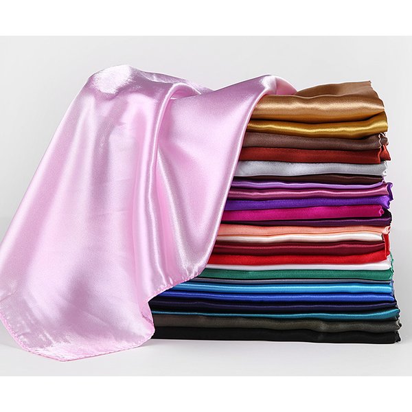 HUISHI-Foulard Hijab en Satin de Couleur Unie pour Femme, Châle Carré de 90cm pour Cheveux