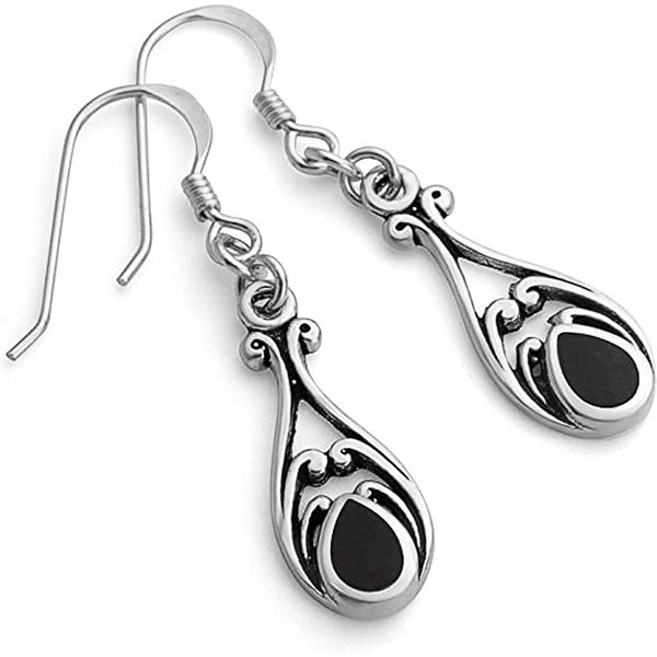 Huitan Vintage Hanging Earrings for Women Black Epoxy Design Elegant Female Accessories High Quality Retro Jewelry Drop Shipping