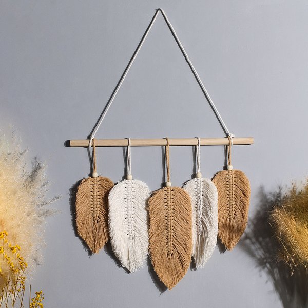 Blatt-Makramee Wandbehang Boho Raumdekoration Gewebter Ästhetischer Wandteppich Wohnzimmer Hochzeitsdekoration Geschenk